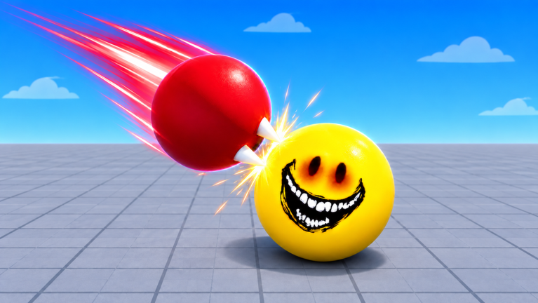 Second official Ball VS Ball artwork showing a red spiked ball striking a yellow opponent